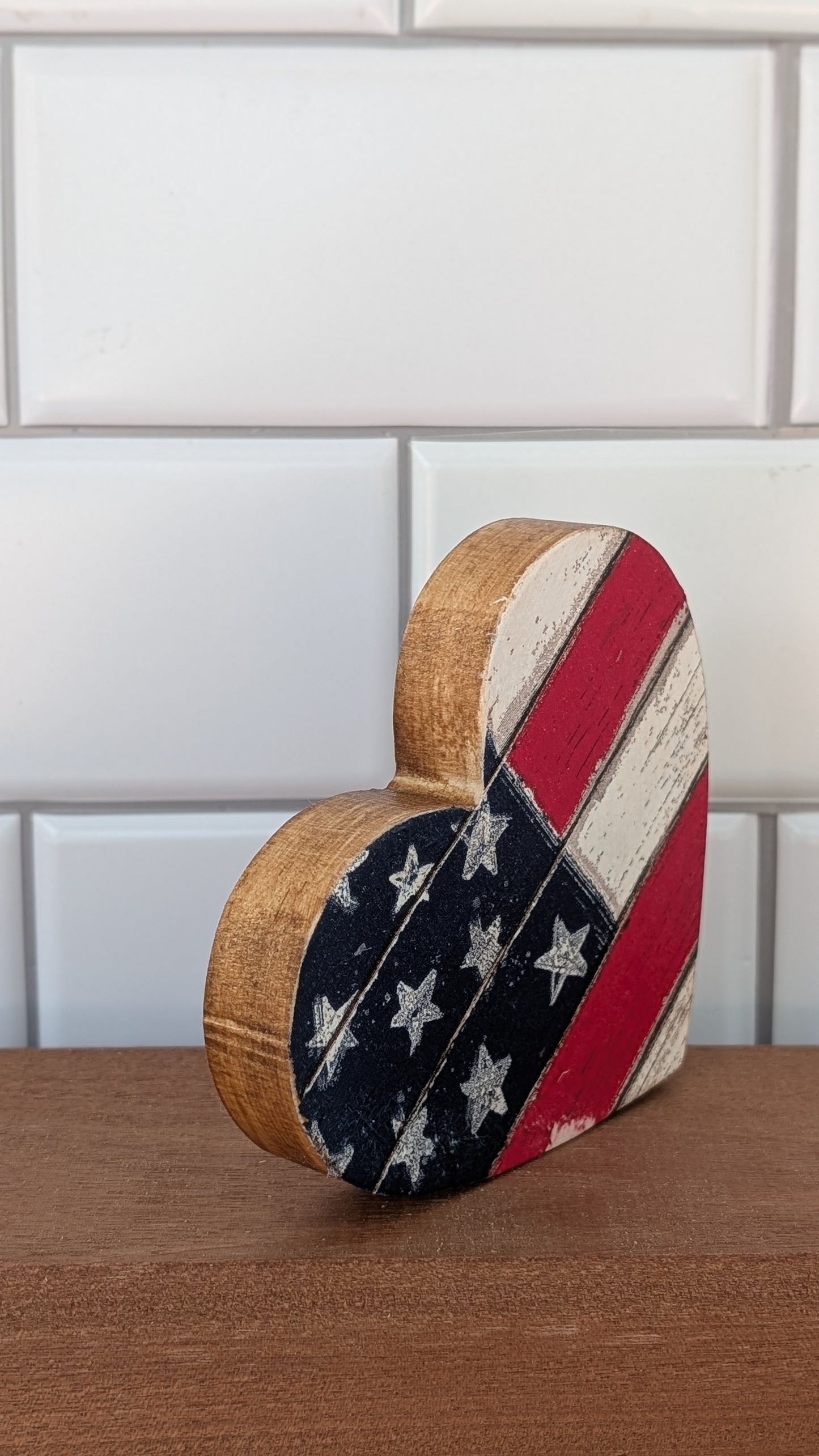 Patriotic Handcrafted Wooden Heart