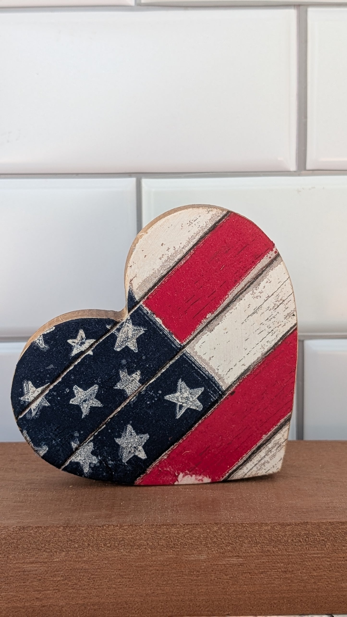 Patriotic Handcrafted Wooden Heart