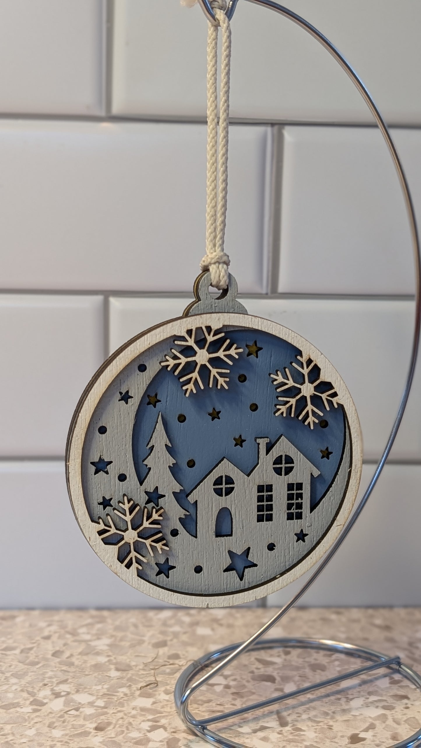 Round Layered Christmas Scene Ornaments