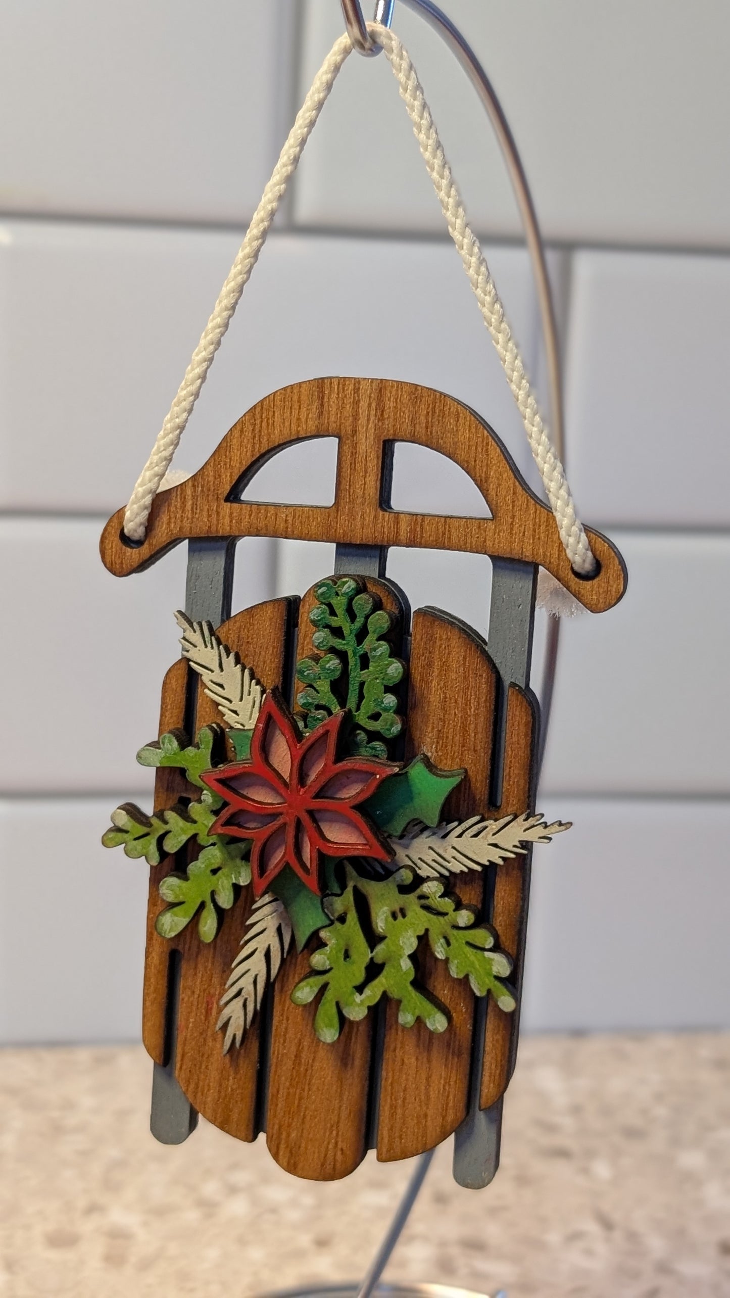 Handcrafted Sled Christmas Ornament