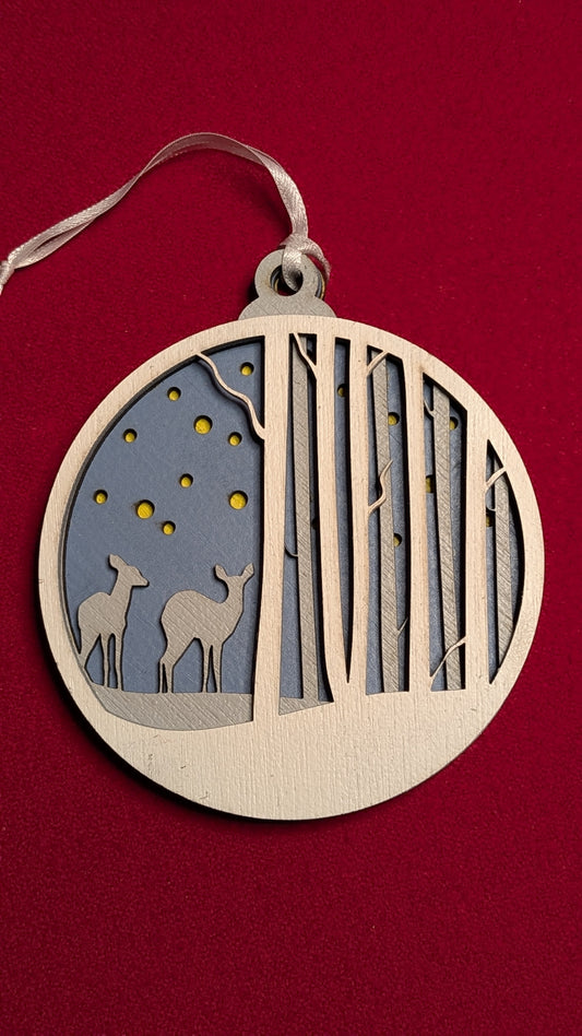 Round Layered Christmas Scene Ornaments