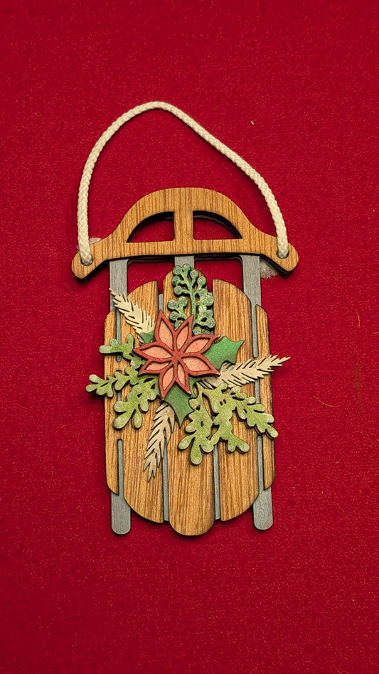 Handcrafted Sled Christmas Ornament
